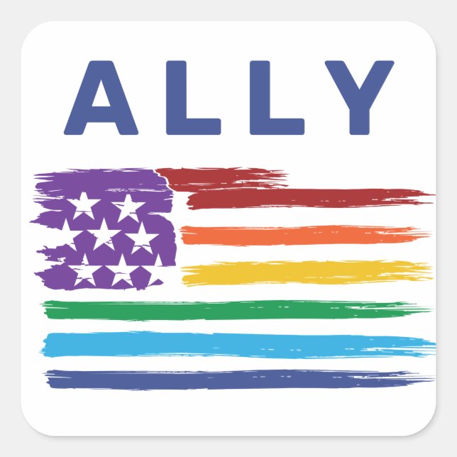 Ally Artistic Rainbow Flag Sticker (Front)