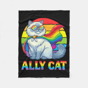 Ally British Longhair Superhero Cat LGBTQ Pride Fleece Blanket