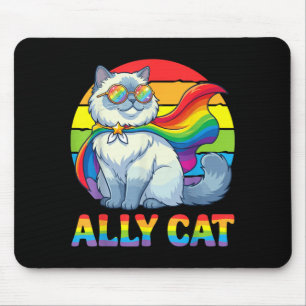 Ally British Longhair Superhero Cat LGBTQ Pride Mouse Mat