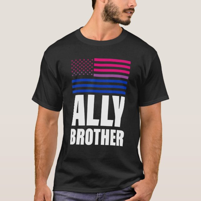 Ally Brother Bisexual Flag Lgbt Gay Pride T-Shirt (Front)