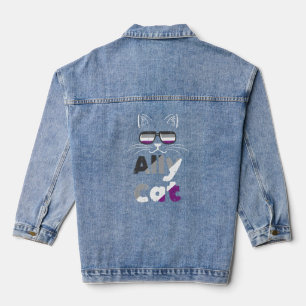 Ally Cat Asexual Sunglasses Ace Pride Flag Asexual Denim Jacket