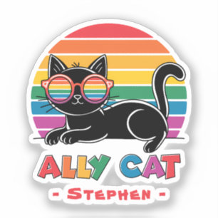 Ally Cat – Black Cat with Rainbow Sunglasses LGBTQ
