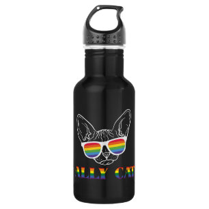 Ally Cat   Cute Cat   Rainbow   Pride 532 Ml Water Bottle