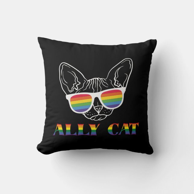Ally Cat | Cute Cat | Rainbow | Pride Cushion (Front)