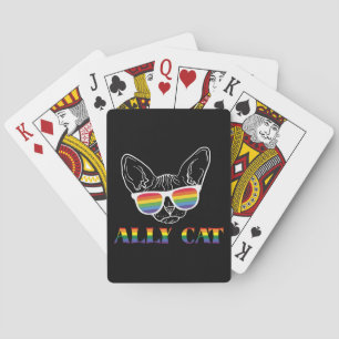 Ally Cat   Cute Cat   Rainbow   Pride Playing Cards
