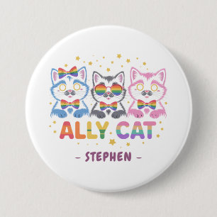 Ally Cat – Cute Colourful Cat LGBTQ Pride 7.5 Cm Round Badge