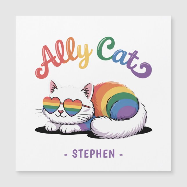 Ally Cat – Cute White Cat LGBTQ Pride (2) (Front)