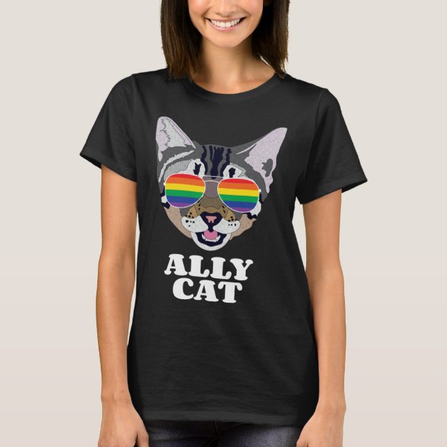 Ally Cat  Gay Pride T-Shirt (Front)