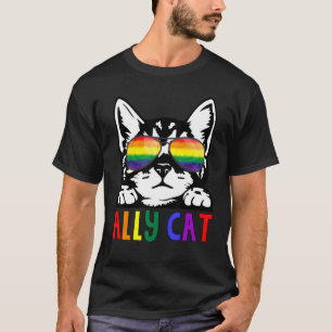 Ally Cat Lgbt Cute Rainbow Pride Flag Lgbt Animal T-Shirt