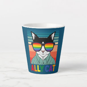 Ally Cat LGBT Gay Rainbow Pride Flag Ally Cat Latte Mug