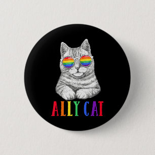 Ally Cat LGBT Gay Rainbow Pride Flag Boys Men 6 Cm Round Badge