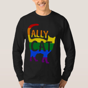 Ally Cat LGBT Gay Rainbow Pride Flag Boys Men Girl T-Shirt