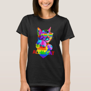Ally Cat LGBT Gay Rainbow Pride Flag Boys Men Girl T-Shirt