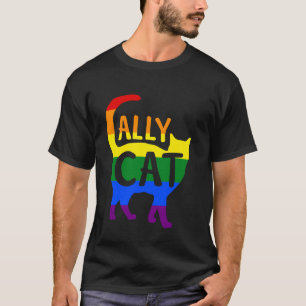 Ally Cat LGBT Gay Rainbow Pride Flag Boys Men Girl T-Shirt