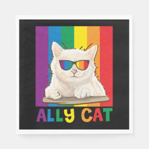 Ally Cat Lgbt Gay Rainbow Pride Flag Boys Men Napkin