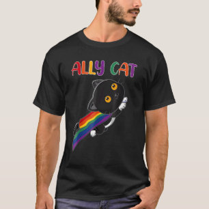 Ally Cat LGBT Gay Rainbow Pride Flag Cat 1 T-Shirt