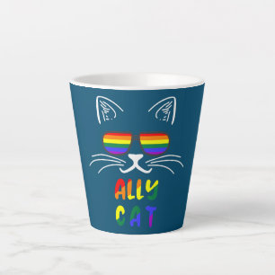 Ally Cat LGBT Gay Rainbow Pride Flag Kittys Latte Mug