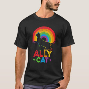 Ally Cat Lgbt Pride Ally Cat With Rainbow T-Shirt
