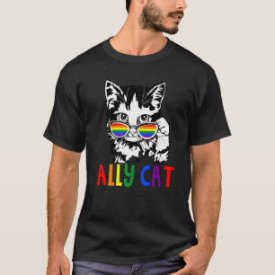 Ally Cat Lgbt Pride Flag Gay Pride Ally Rainbow Me T-Shirt