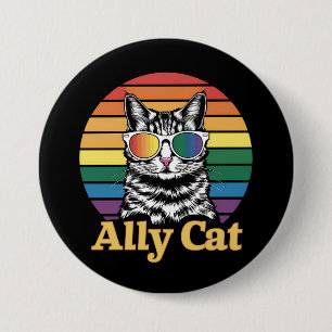 Ally Cat LGBT Rainbow Flag LGBTQ Gift 7.5 Cm Round Badge