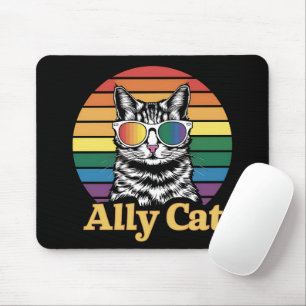 Ally Cat LGBT Rainbow Flag LGBTQ Gift Mouse Mat
