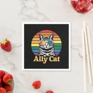 Ally Cat LGBT Rainbow Flag LGBTQ Gift Napkin