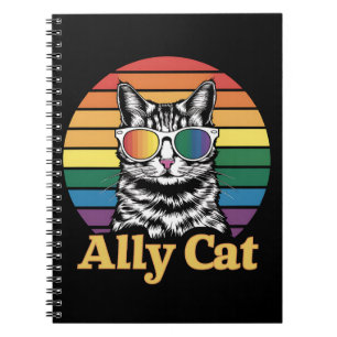 Ally Cat LGBT Rainbow Flag LGBTQ Gift Notebook