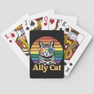 Ally Cat LGBT Rainbow Flag LGBTQ Gift Playing Cards