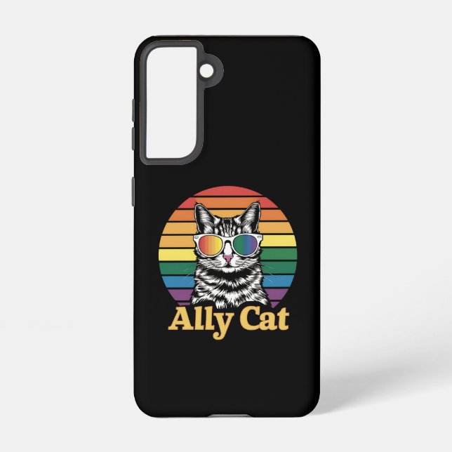 Ally Cat LGBT Rainbow Flag LGBTQ Gift Samsung Galaxy S21 Case (Back)