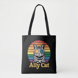 Ally Cat LGBT Rainbow Flag LGBTQ Gift Tote Bag