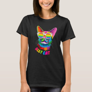 Ally Cat Purride Cat Pride Kitty Mum Gay Daddy Les T-Shirt