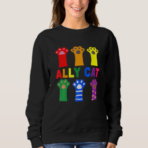 Ally Cat Purride Paw Rainbow Cat Lgbt Gay Pride Sweatshirt