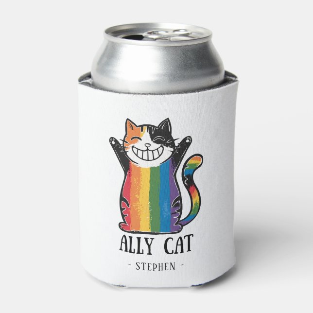 Ally Cat – Rainbow Cat LGBTQ Pride (2) Can Cooler (Can Front)