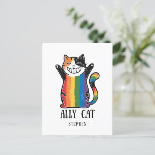 Ally Cat – Rainbow Cat LGBTQ Pride (2) Postcard