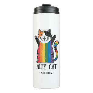 Ally Cat – Rainbow Cat LGBTQ Pride (2) Thermal Tumbler
