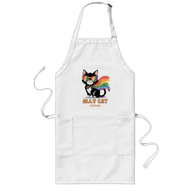 Ally Cat – Rainbow Cat LGBTQ Pride Long Apron (Front)