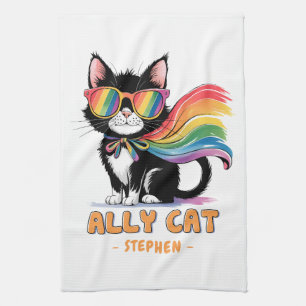 Ally Cat – Rainbow Cat LGBTQ Pride Tea Towel