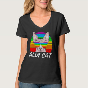 Ally Cat Rainbow Gay Pride Lgbt Kitty Purride T-Shirt