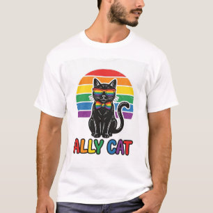 Ally Cat Rainbow Pride Vintage Cat Shirt Design_1