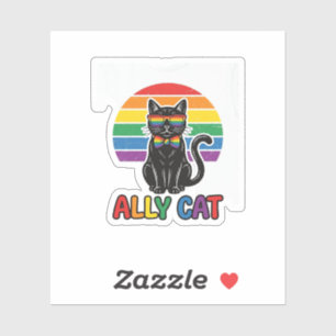 Ally Cat Rainbow Pride Vintage Cat Shirt Design_1