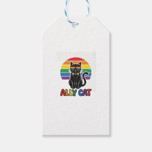 Ally Cat Rainbow Pride Vintage Cat Shirt Design_1 Gift Tags