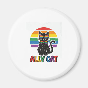 Ally Cat Rainbow Pride Vintage Cat Shirt Design_1 Magnet