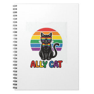 Ally Cat Rainbow Pride Vintage Cat Shirt Design_1 Notebook