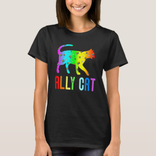 Ally Cat Rainbow Sunglasses Lgbt Gay Lesbian Pride T-Shirt