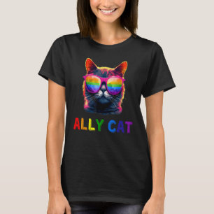 Ally Cat Sunglasses LGBT LGBTQ Gay Pride Flag Cute T-Shirt