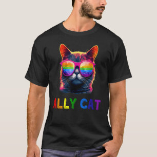 Ally Cat Sunglasses LGBT LGBTQ Gay Pride Flag Cute T-Shirt