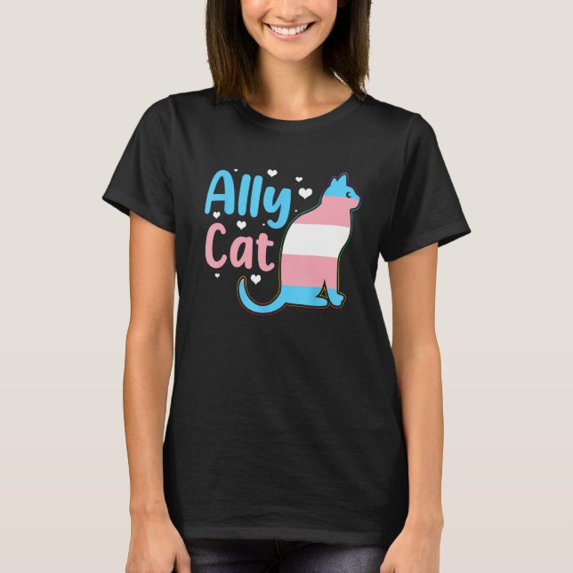 Ally Cat Transgender Pride  Cat Kitten LGBT Trans  T-Shirt (Front)
