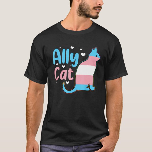 Ally Cat Transgender Pride  Cat Kitten LGBT Trans  T-Shirt (Front)