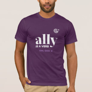 Ally Is a Verb - White Logo on Men's Purple Tee