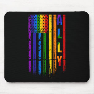 Ally Lgbt Lgbtq Rainbow Pride American Flag 4th Of Mouse Mat
